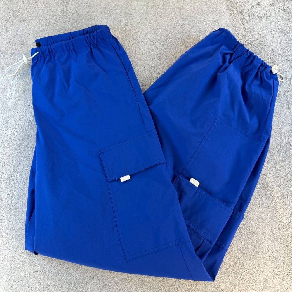 Almost Famous Cargo Parachute Pants Women Blue Utility Small